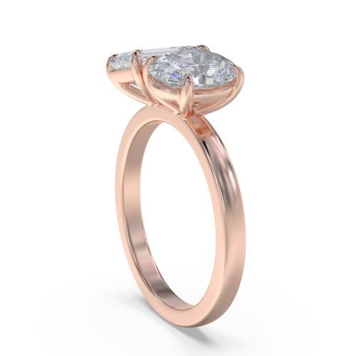 Emerald & Oval Two Stone Lab Grown Diamond Ring